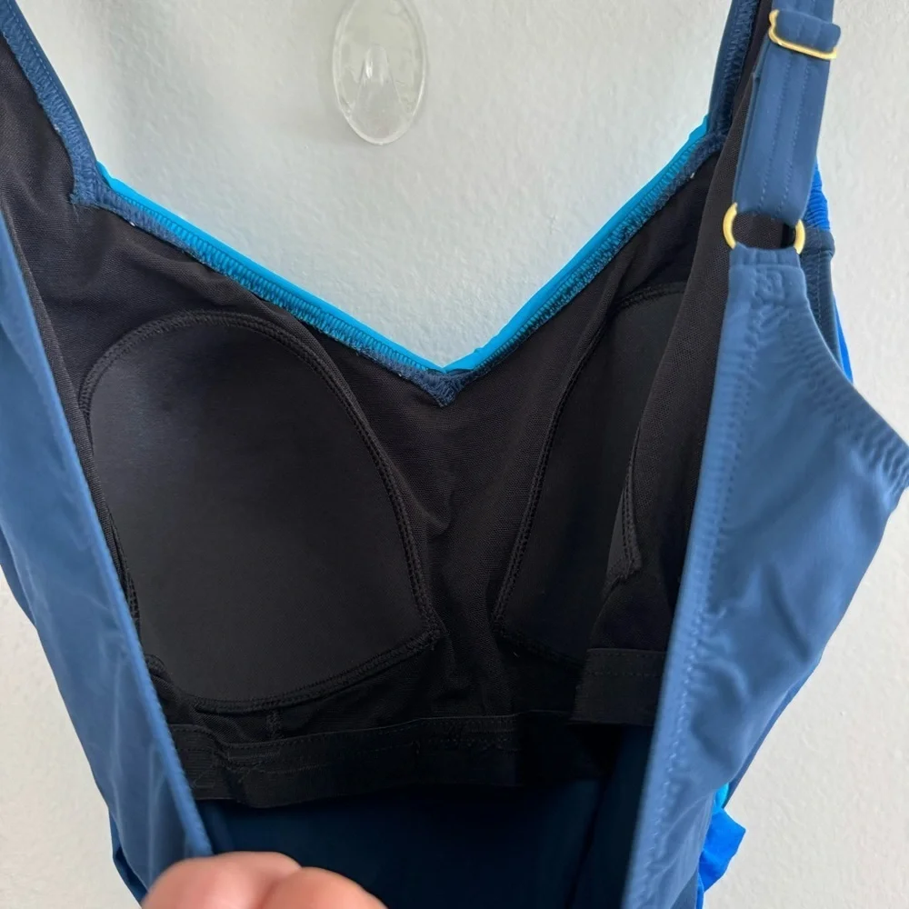 Gottex Blue Gradient Wrap Style One Piece Bathing Suit Size 10
